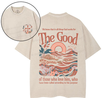 In All Things God WorKs For The Good Christian Washed TShirt