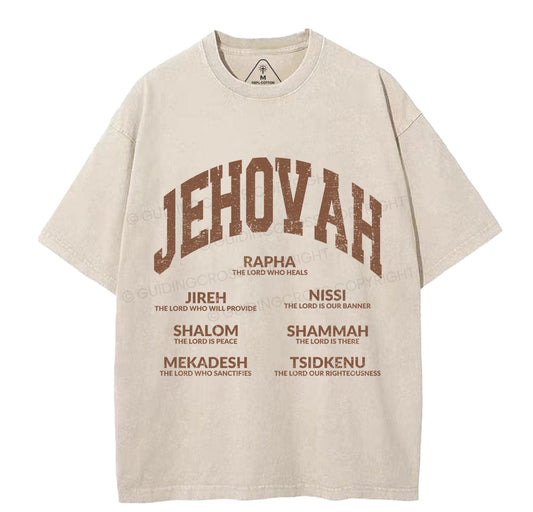 JEHOVAH Christian Washed T-Shirt Sale - GuidingCross