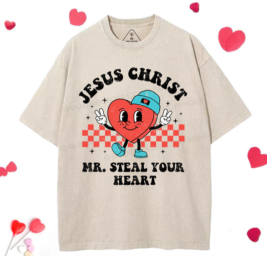 Jesus Christ Mr. Steal Your Heart Christian Washed TShirt