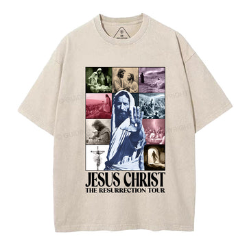 Jesus Christ The Resurrection Tour Christian Washed T-Shirt Sale - GuidingCross