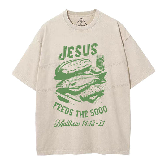 Jesus Feeds The 5000 Christian Washed TShirt