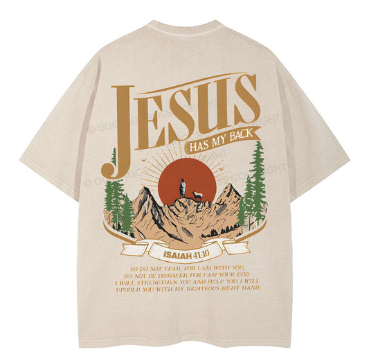 Jesus Has My Back Christian Washed TShirt