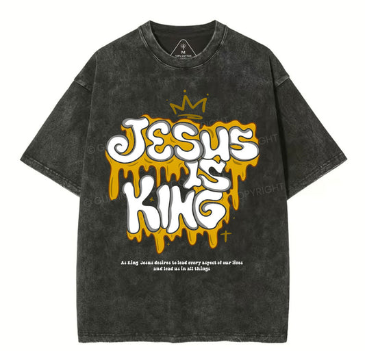 Jesus Is King Chirsrtian Washed T-Shirt Sale - GuidingCross