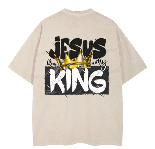 Jesus Is My King Christian Washed T-Shirt Sale - GuidingCross