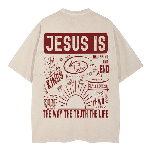 Jesus Is The Way The Truth Christian Washed T-Shirt Sale - GuidingCross