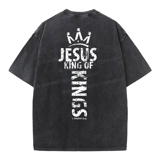 Jesus King Of Kings Christian Washed T-Shirt Sale - GuidingCross