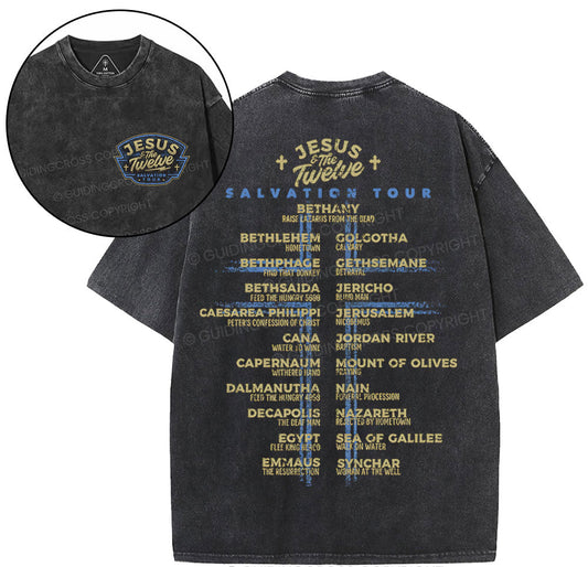 Jesus Salvation Tour Chrsitian Washed T-Shirt Sale - GuidingCross