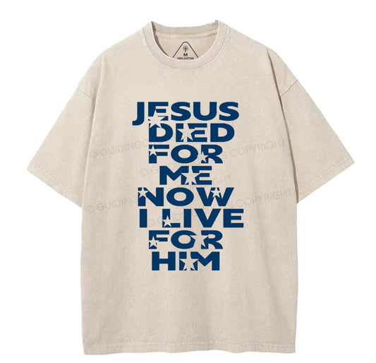 Jesus Died For Me Now I Live For Him Christian Washed TShirt
