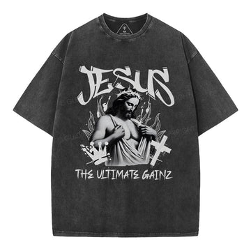 Jesus The Ultimate Gainz Christian Washed TShirt