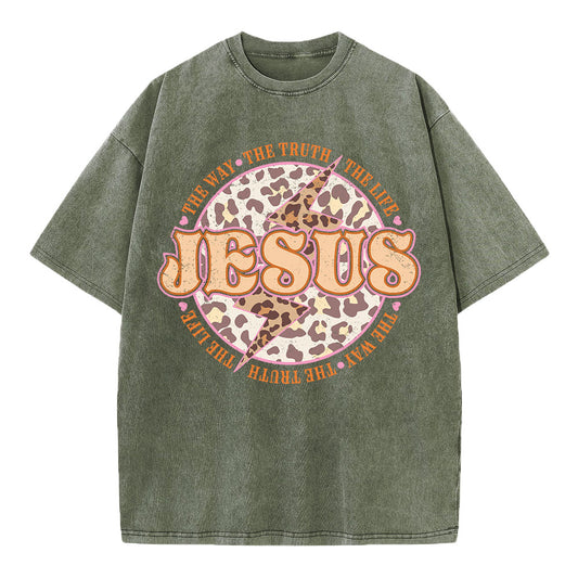 Jesus The Way The Truth The Life Chrsitian Washed T-Shirt Sale - GuidingCross