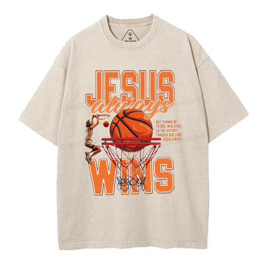 Jesus Wins Christian Washed T-Shirt Sale - GuidingCross