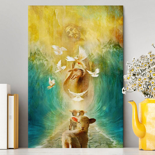 Uni Jesus And Lambs Color Canvas