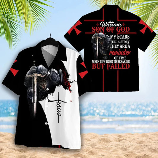 UniJames Jesus Bible William Son Of God My Scars Tell A Story They Are A Reminder Of Time Hawaiian Shirt - Christian Hawaiian Shirt for Men Women