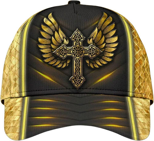 Uni Jesus Cross Angel Wings 3D Cap