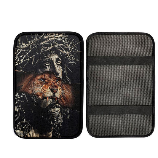 Uni Jesus Crown Of Thorn And Lion Car Armrest Pad