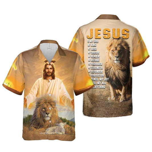 UniJames Jesus Is My God Hawaiian Shirts - Religious Hawaiian Shirts - Hawaiian Christian For Men Women