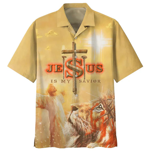 UniJames Jesus Is My Savior Hawaiian Shirt - Jesus Arms Wide Open Hawaiian Shirts - Christian Hawaiian Shirt - Jesus Hawaiian Shirts