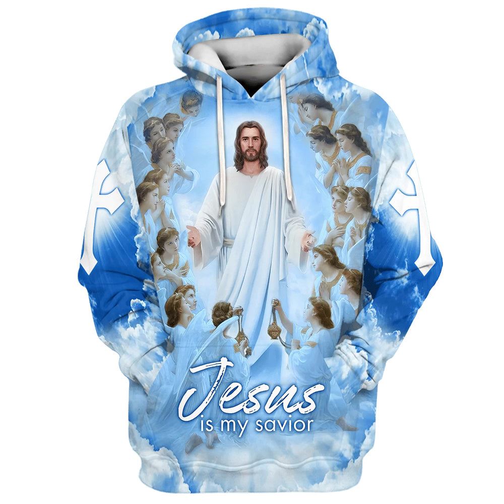Jesus Is My Savior Hoodie Jesus And Angels 3D Hoodies Jesus Hoodie Men & Women, God 3D Printed Hoodie, Christian Apparel Hoodies