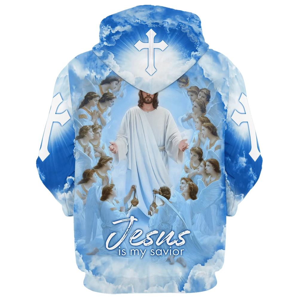 Jesus Is My Savior Hoodie Jesus And Angels 3D Hoodies Jesus Hoodie Men & Women, God 3D Printed Hoodie, Christian Apparel Hoodies