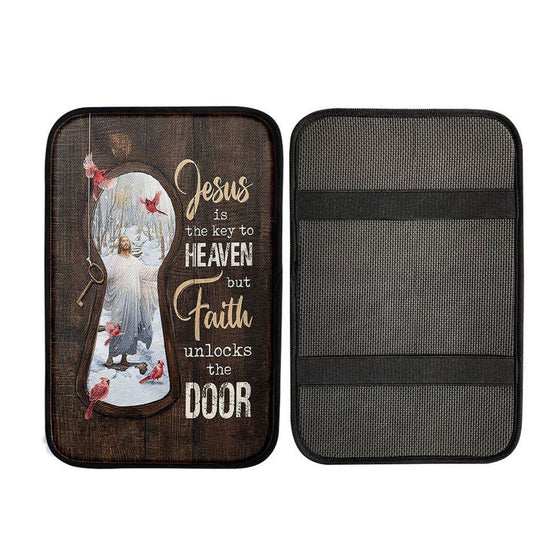 Uni Jesus Is The Key To Heaven Car Armrest Pad - Jesus Christ Northern Cardinal Car Armrest Pad