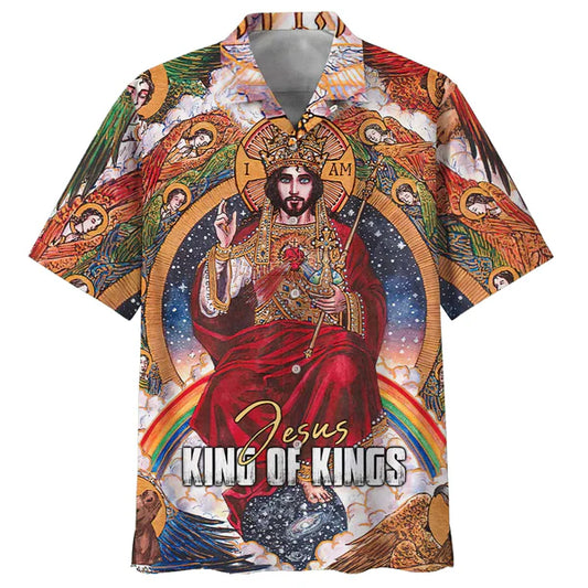 UniJames Jesus King Of Kings Hawaiian Shirt - Best Hawaiian Shirts - Christian Hawaiian Shirt