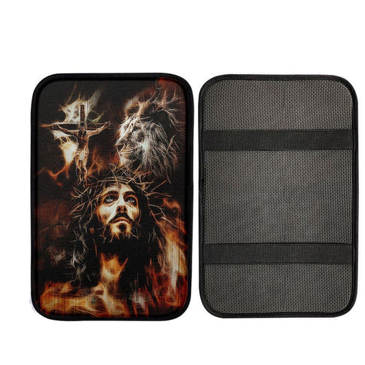 Uni Jesus Lion Of Judah Car Armrest Pad - The Sacrifice Of Jesus Christ Car Armrest Pad