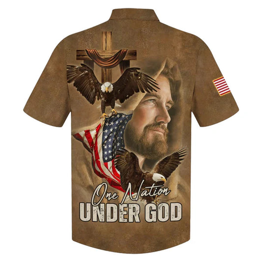 UniJames Jesus One Nation Under God Hawaiian Shirts - Christian Hawaiian Shirt - Jesus Hawaiian Shirts