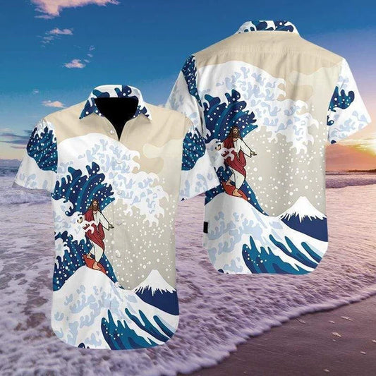 UniJames Jesus Surfing Hawaiian Shirt - Christian Hawaiian Shirts For Men & Women