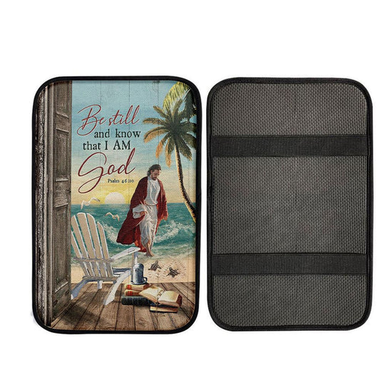 Uni Jesus Walking On Water Car Armrest Pad - Be Still And Know That I Am God Car Armrest Pad