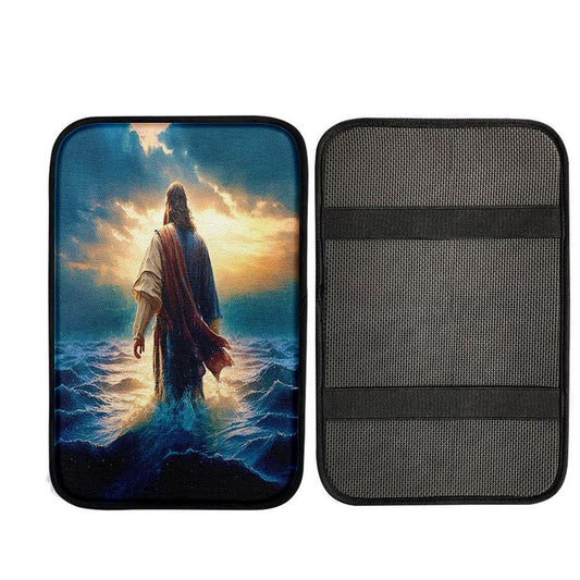 Uni Jesus Walking On Water Car Center Console Cover - Jesus Car Armrest Pad