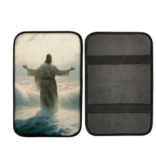 Uni Jesus Walking Through The Sea Car Armrest Pad