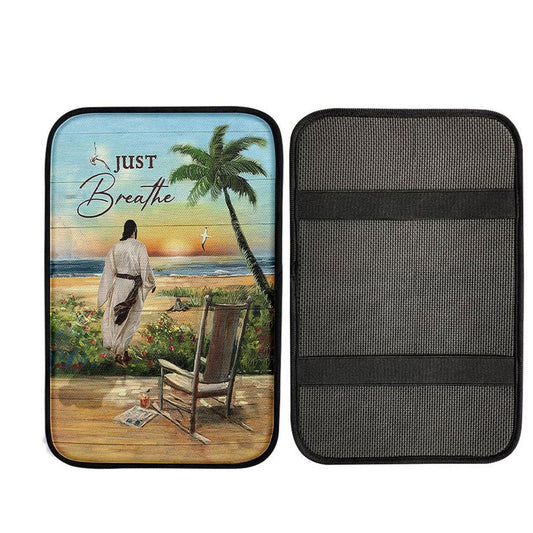 Uni Jesus Walks Sunset Beach Just Breathe Car Armrest Pad