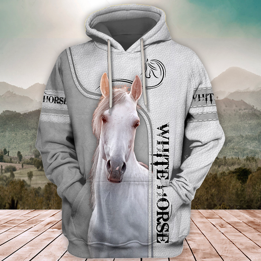 Uni White Horse Lover 3D Printed Hoodie