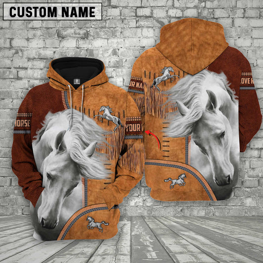 Uni Custom Name White Horse Lovers 3D Hoodie