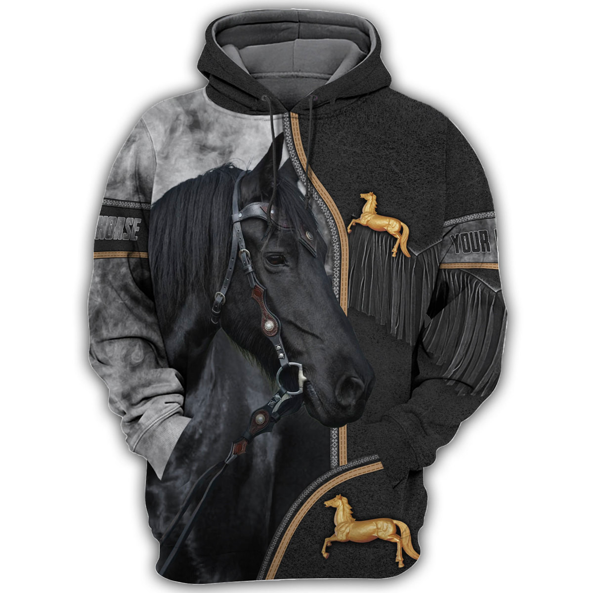 Uni Black Horse Lovers 3D Hoodie
