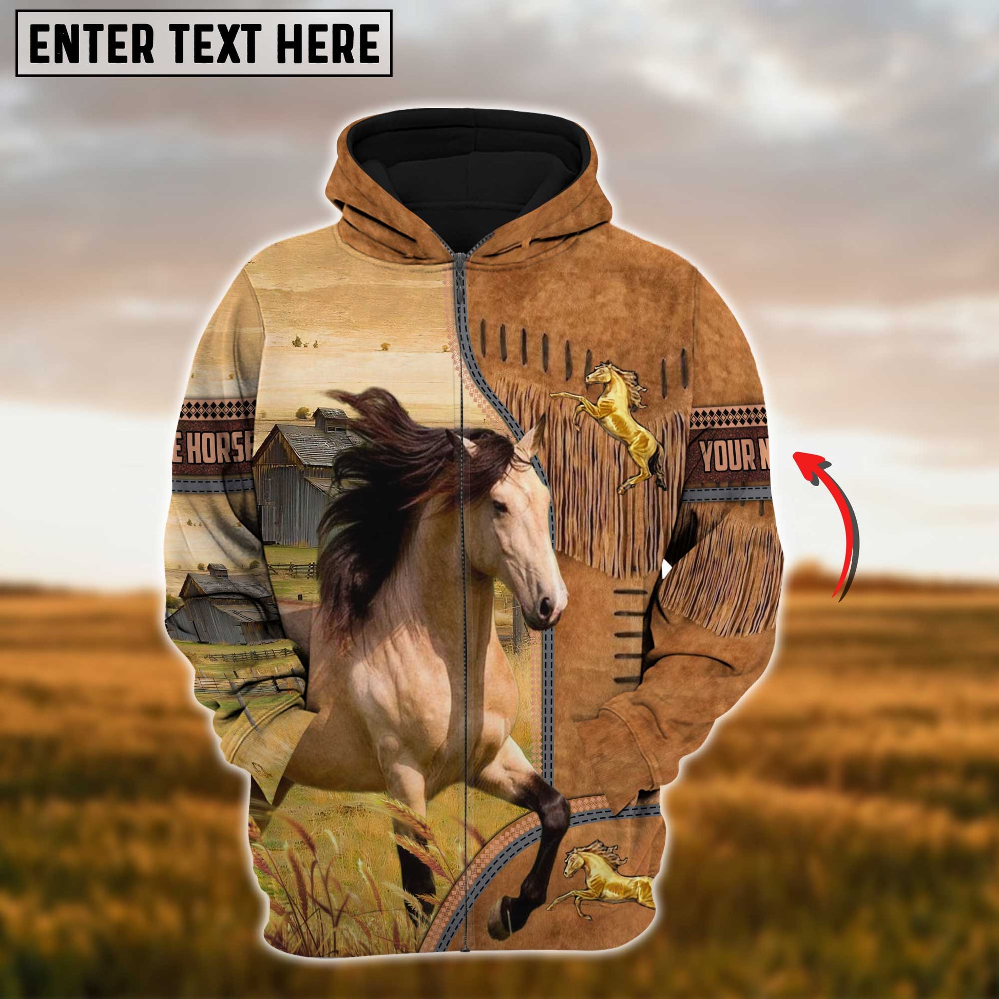 Uni Custom Name Farm Horse Lovers 3D Printed Hoodie