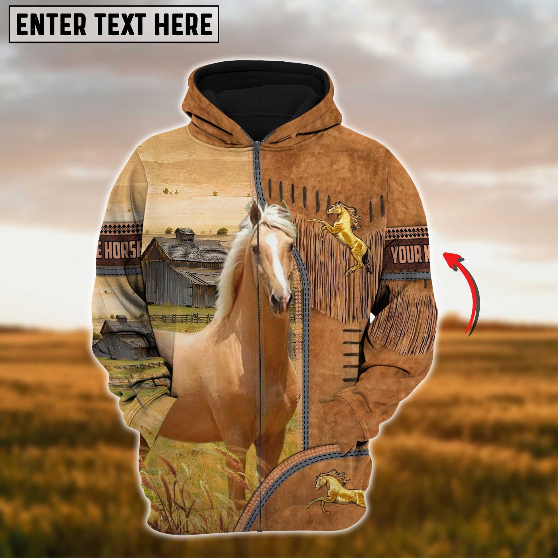 Uni Custom Name Farm Horse Lovers 3D Printed Hoodie