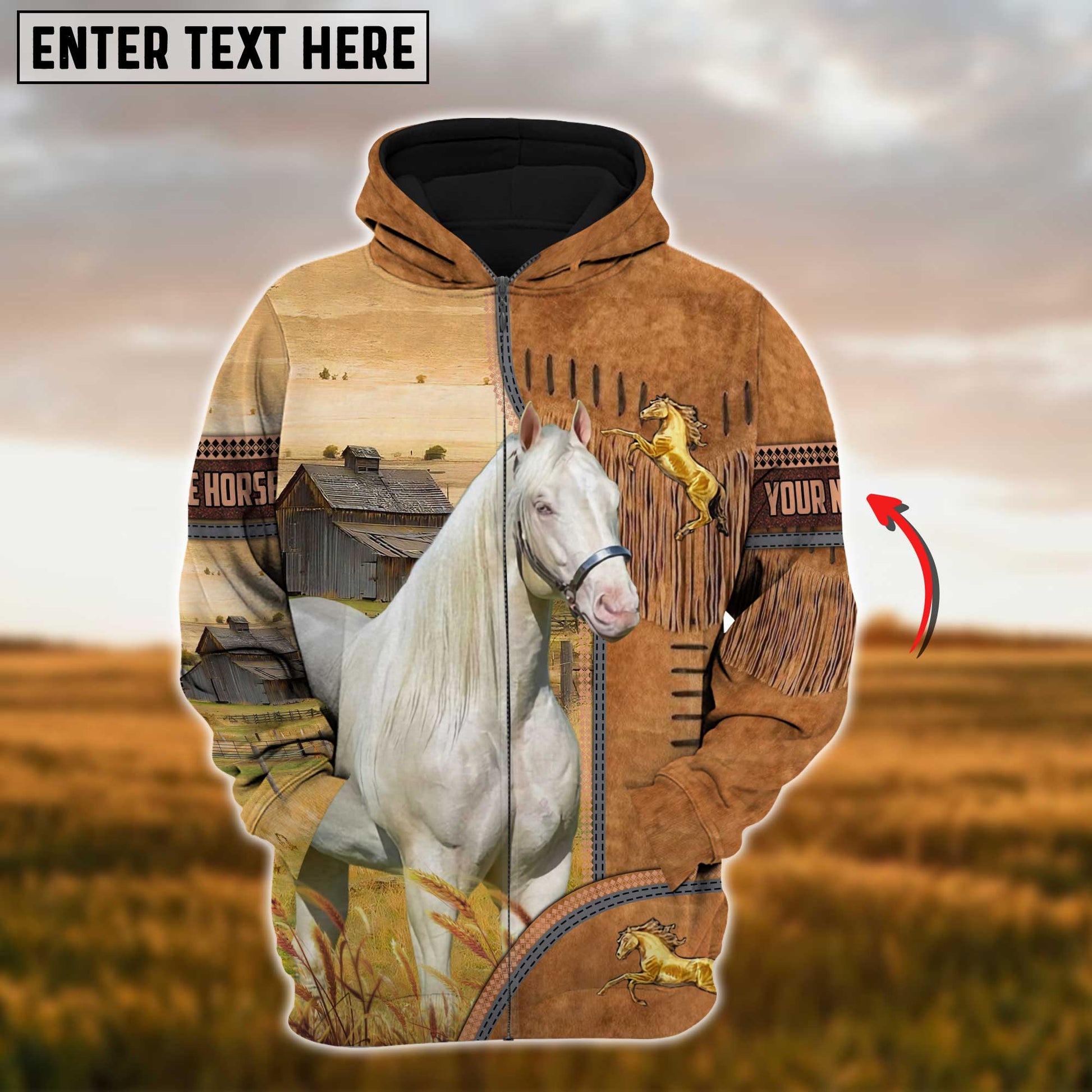 Uni Custom Name Farm Horse Lovers 3D Printed Hoodie