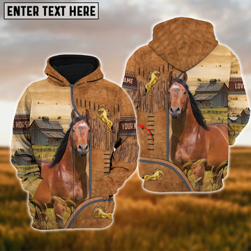 Uni Custom Name Farm Horse Lovers 3D Printed Hoodie