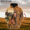 Uni Custom Name Farm Horse Lovers 3D Printed Hoodie