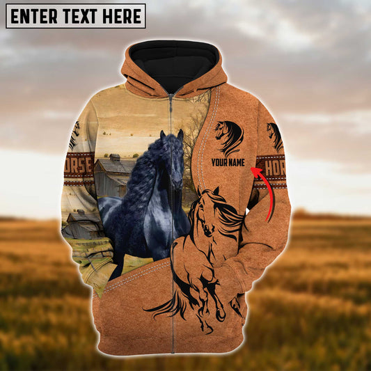 Uni Custom Name Farm Horse Lovers 3D Printed Hoodie