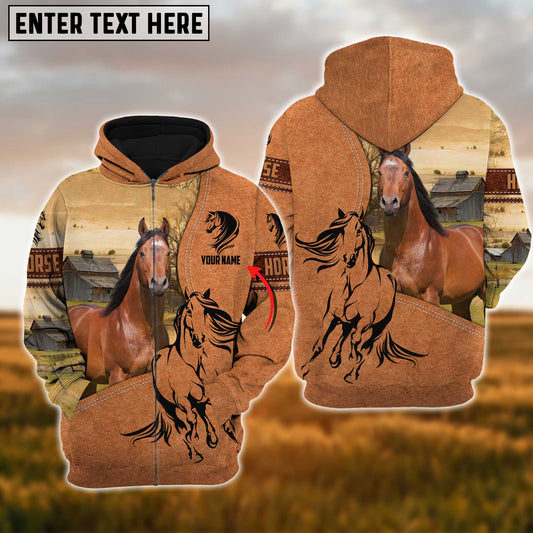 Uni Custom Name Farm Horse Lovers 3D Printed Hoodie