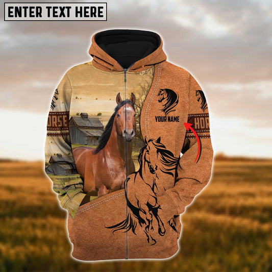 Uni Custom Name Farm Horse Lovers 3D Printed Hoodie