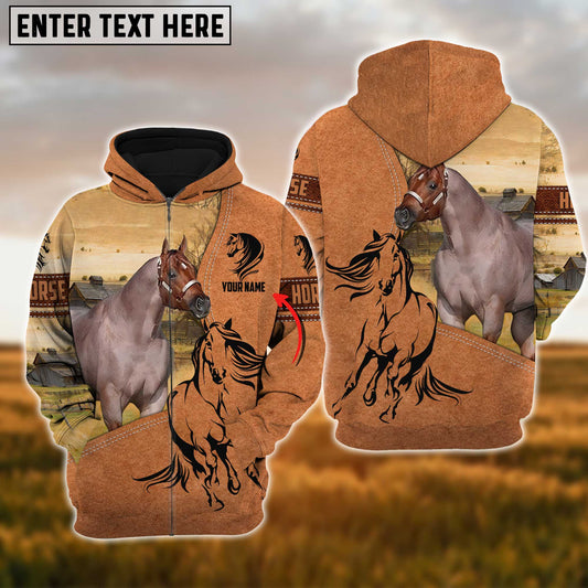 Uni Custom Name Farm Horse Lovers 3D Printed Hoodie