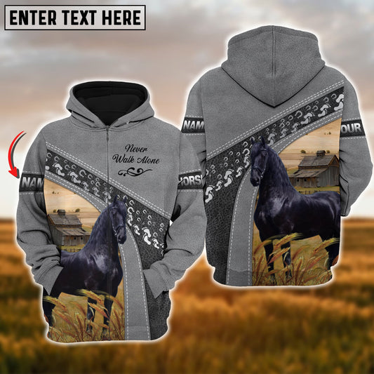 Uni Custom Name Farm Horse Lovers 3D Printed Hoodie
