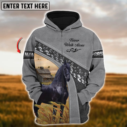 Uni Custom Name Farm Horse Lovers 3D Printed Hoodie