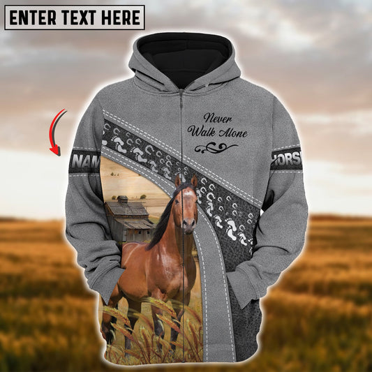 Uni Custom Name Farm Horse Lovers 3D Printed Hoodie