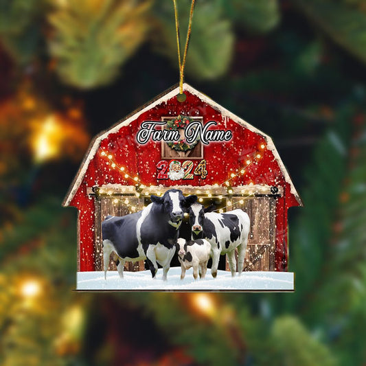 Uni Holstein Cattle Christmas Gift Red Barn Custom Shape Acrylic Ornament