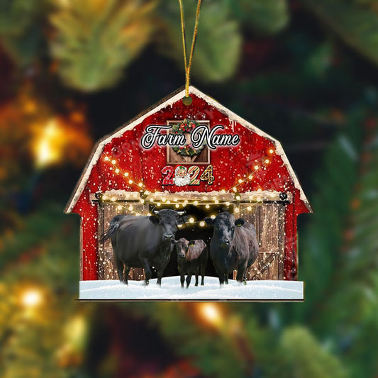 Uni Dexter Cattle Christmas Gift Red Barn Custom Shape Acrylic Ornament