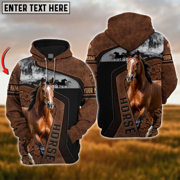 Uni Custom Name American Quarter Horse Leather Pattern 3D Hoodie
